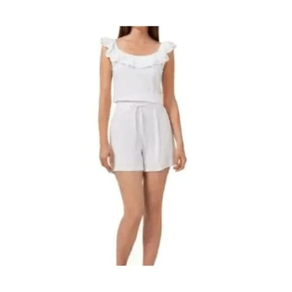 Riley & Rae Women's Tie Two Front Pockets Relaxed Fit. Shorts - White XS - Picture 1 of 6